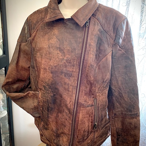 Black Rivet Women’s Distressed Leather Jacket size XXL - Picture 2 of 8